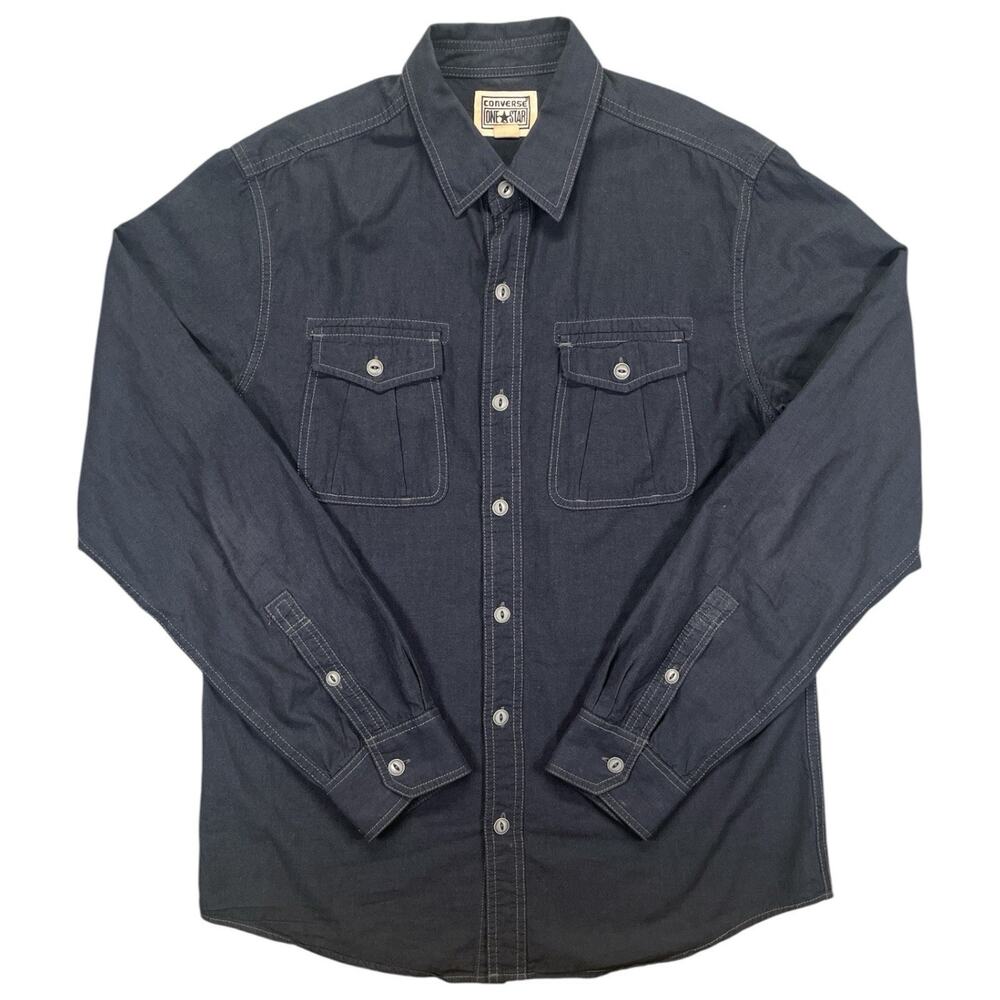 Converse One Star Men’s M Long Sleeve Button Up Shirt Black Casual